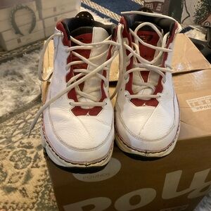 Men Red White High-Top Jordan Sneakers